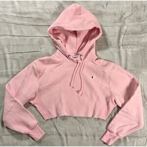 Champion Hoodie Womens XS Pink Crop Sport Pullover Sweatshirt Reverse Weave Y2K